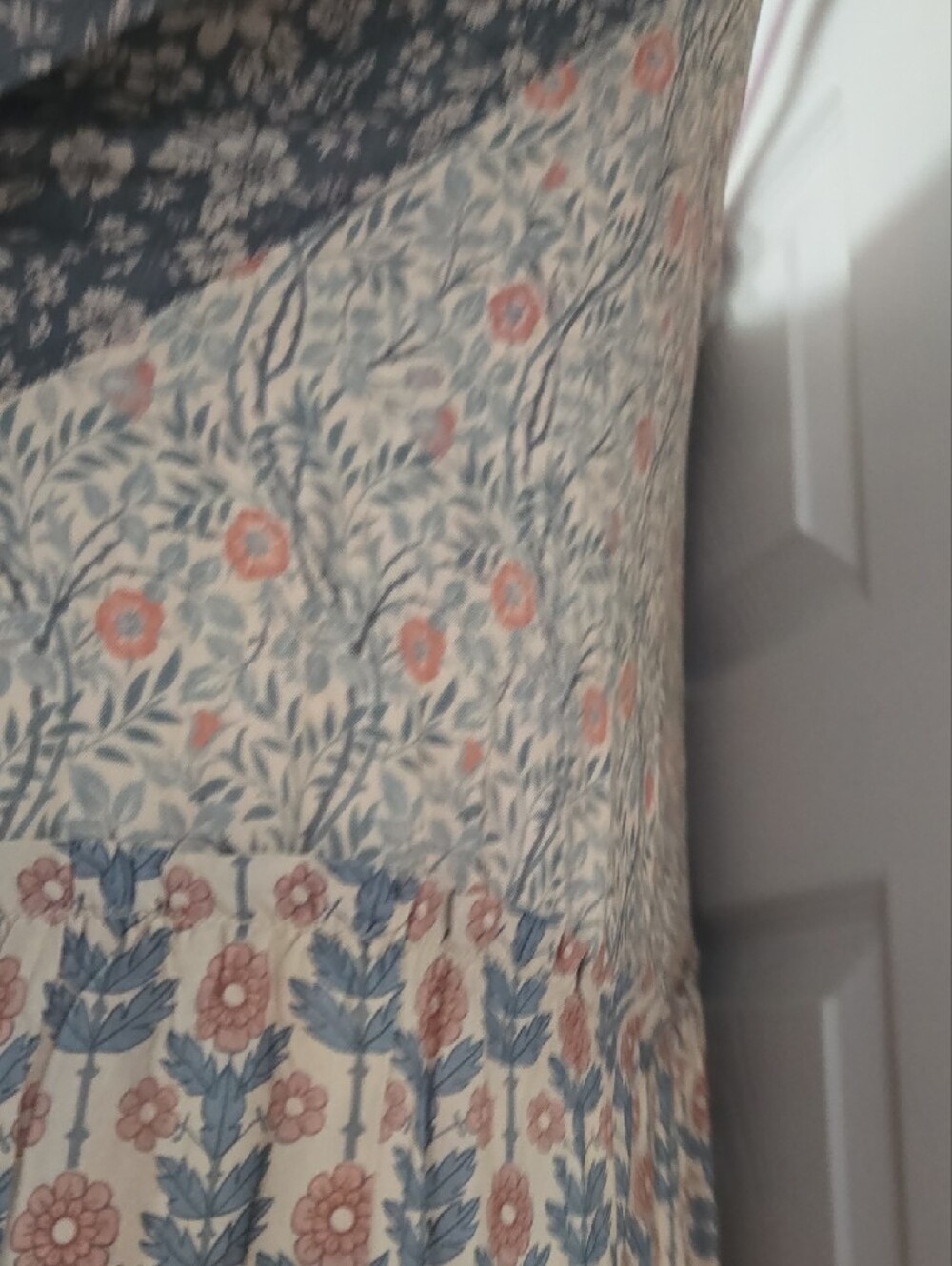 Bohemian Floral Tiered Maxi Dress - Beige & Blue..Natural LIFE..NWT - Picture 4 of 13